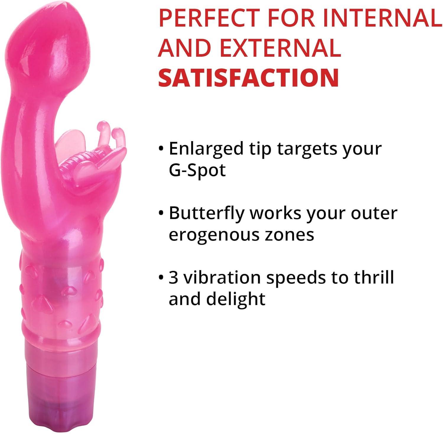 imageAdam ampamp Eve Butterfly Kiss Vibrator G Spot and Clitoral Stimulator with 3 Speeds Waterproof Butterfly Vibrator with Tickling Antennae Soft Flexible TPR Battery Operated Adult Sex Toy for Women