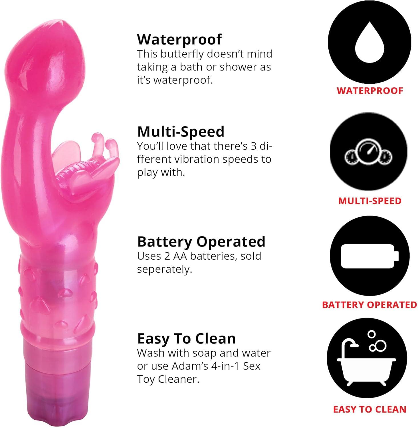 imageAdam ampamp Eve Butterfly Kiss Vibrator G Spot and Clitoral Stimulator with 3 Speeds Waterproof Butterfly Vibrator with Tickling Antennae Soft Flexible TPR Battery Operated Adult Sex Toy for Women