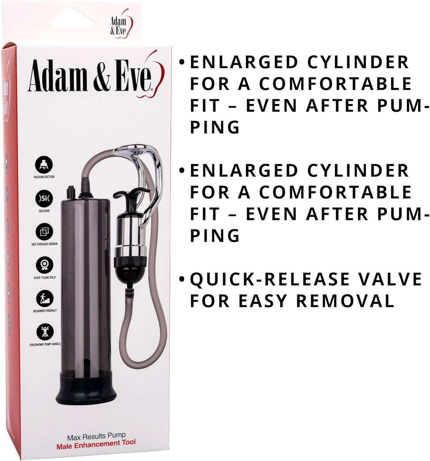 imageAdam ampamp Eve Max Results Penis Pump Powerful Suction for Stronger Erections Enlarged Cylinder Comfortable Fit Master Grip Finger Pull for Effortless Use Quick Release Valve Male Enhancement Pump