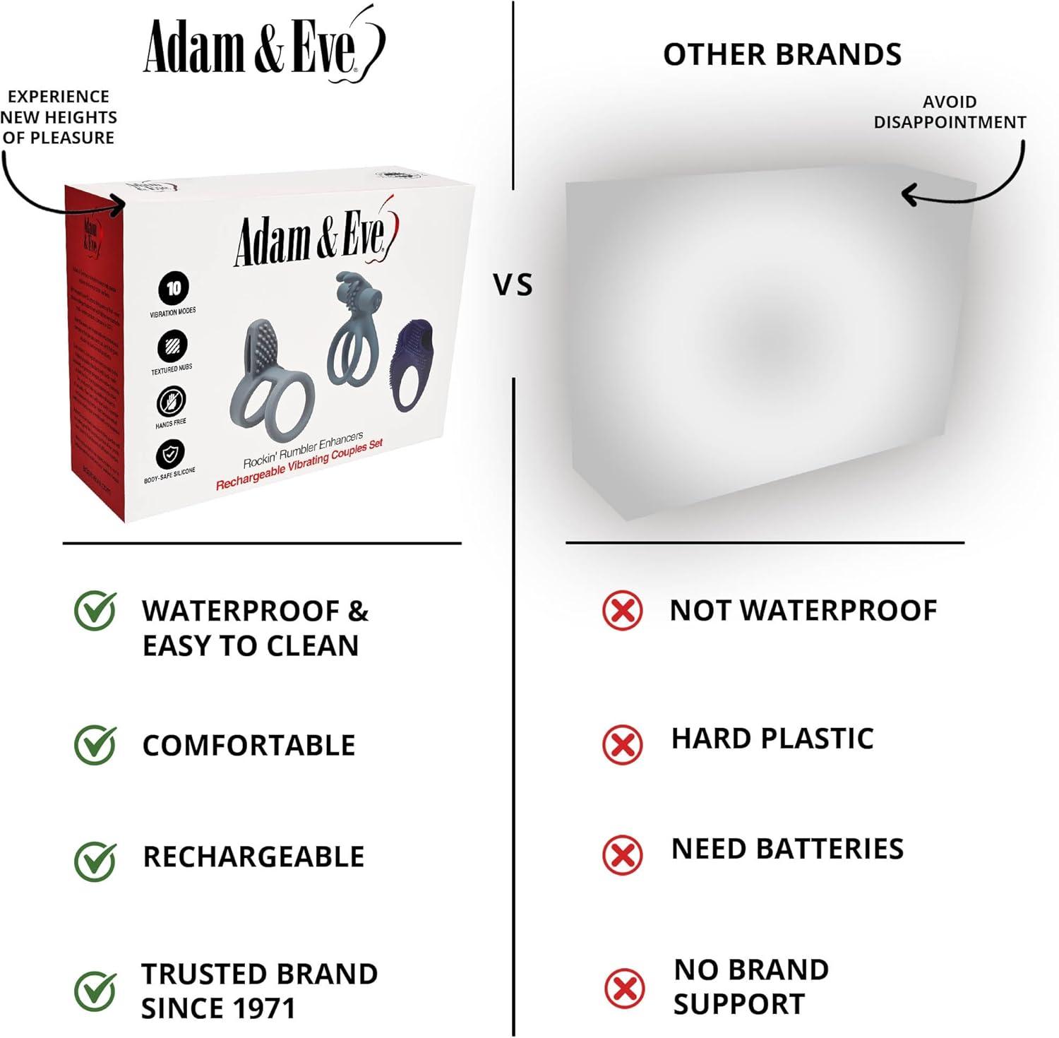 imageAdam ampamp Eve Rockin Rumbler Enhancers 3 Vibrating Couples Rings with Rechargeable Bullet Vibrator Tickler Rabbit Cage Enhancer Silicone Rings Clitoral Stimulator for Her Him ampamp Couples