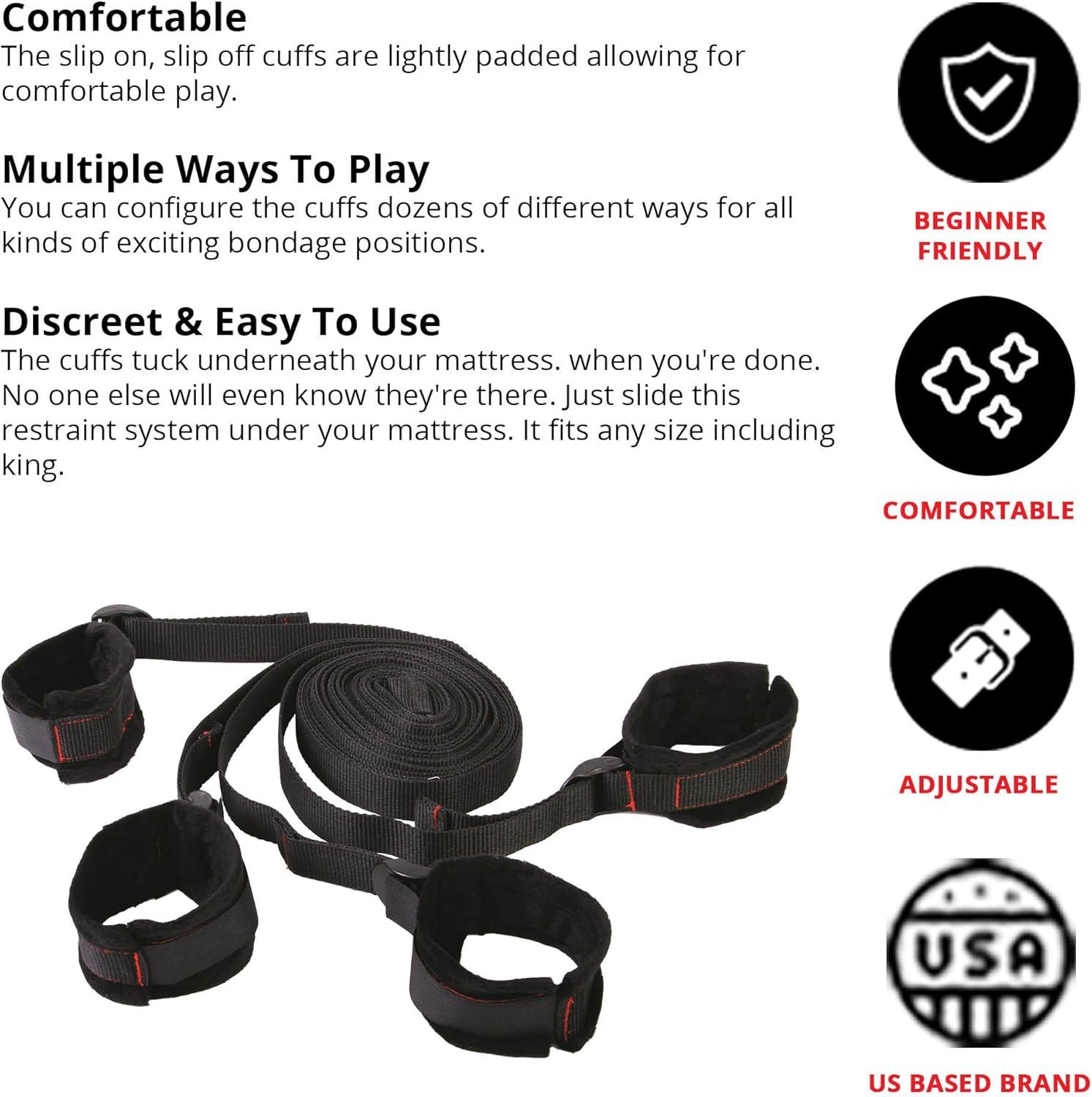 imageAdam ampamp Eve Scarlet Couture Bed Bondage System Adult Sex Toys ampamp Furniture for Kinky Couples Restraint Gear ampamp Accessories for Women Pleasure Self Bondage Cuffs Fits Any Bed Size BDSM Kit