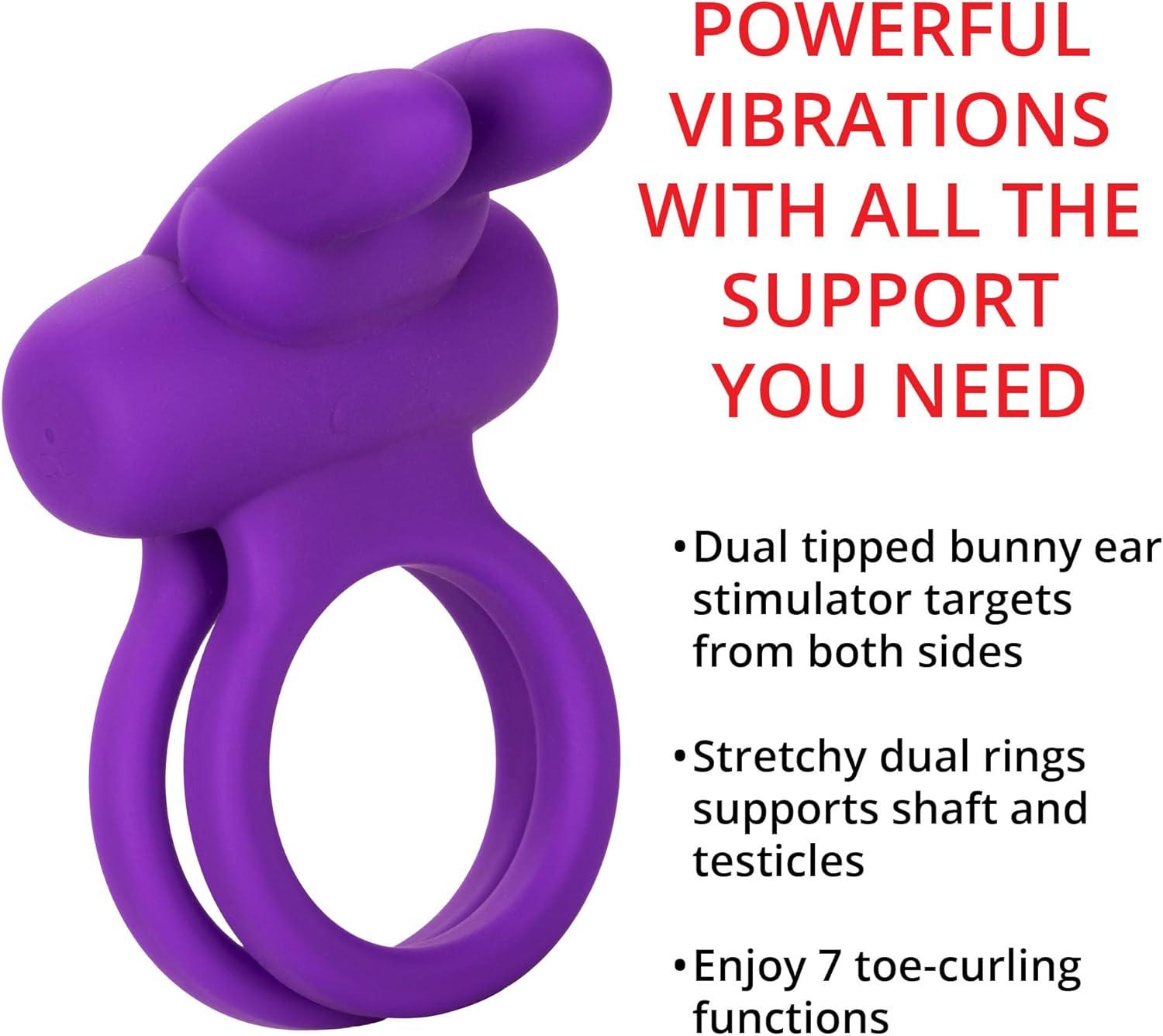 imageAdam ampamp Eve Silicone Rechargeable Rockin Rabbit Enhancer Clitoral Stimulator for Him and Her Dual Silicone Rings 7 Functions of Vibration Waterproof Couples Ring Rechargeable Vibrating Toy