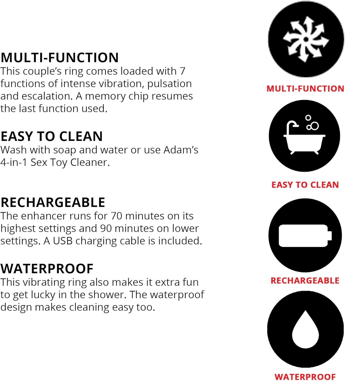 imageAdam ampamp Eve Silicone Rechargeable Rockin Rabbit Enhancer Clitoral Stimulator for Him and Her Dual Silicone Rings 7 Functions of Vibration Waterproof Couples Ring Rechargeable Vibrating Toy