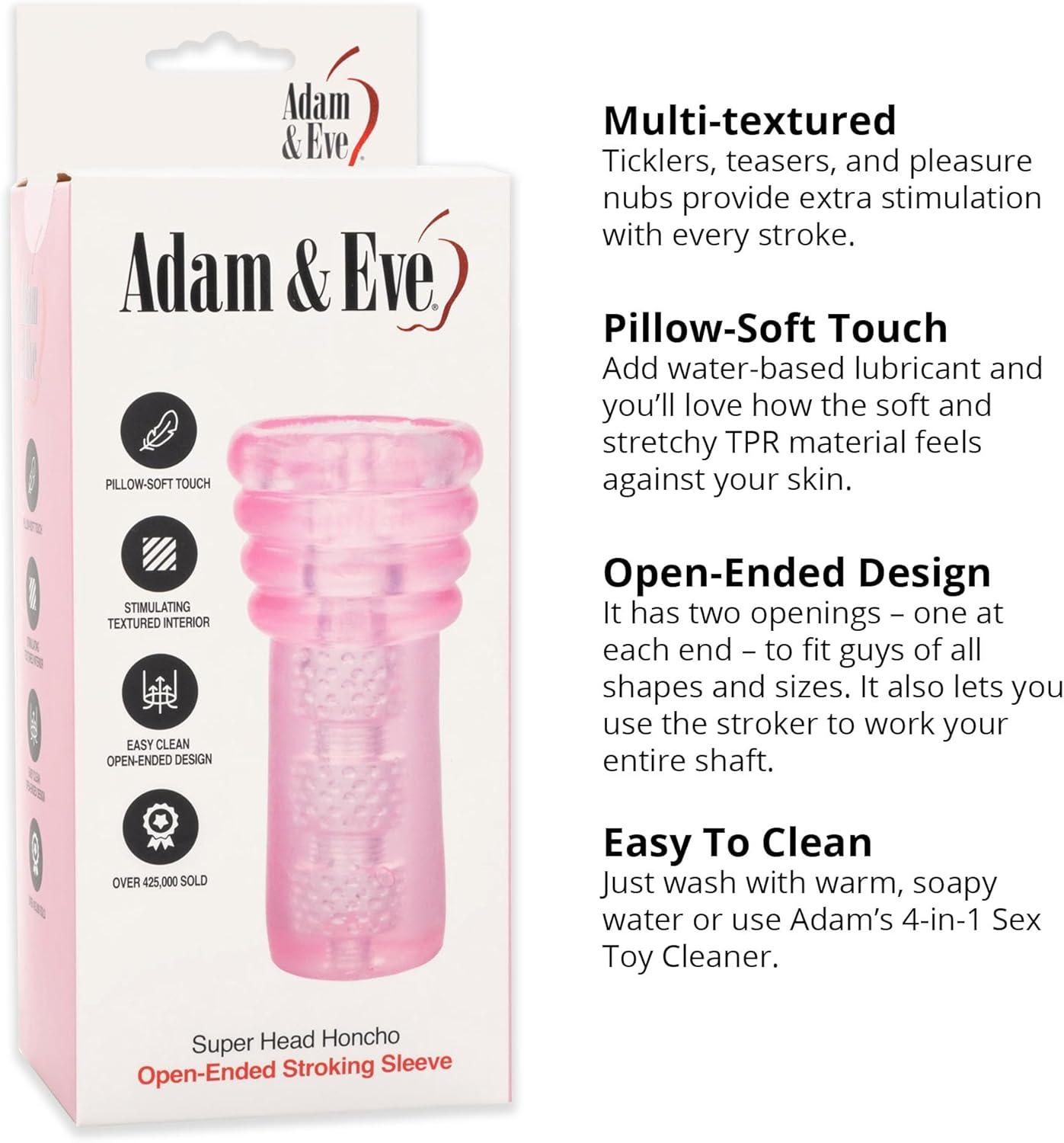 imageAdam ampamp Eve Super Head Honcho Masturbator Upgraded Male Stroker with Strong Suction and Longer Tunnel Soft Stretchy TPR Open Ended for Easy Cleaning Textured Sleeve for Intense Stimulation