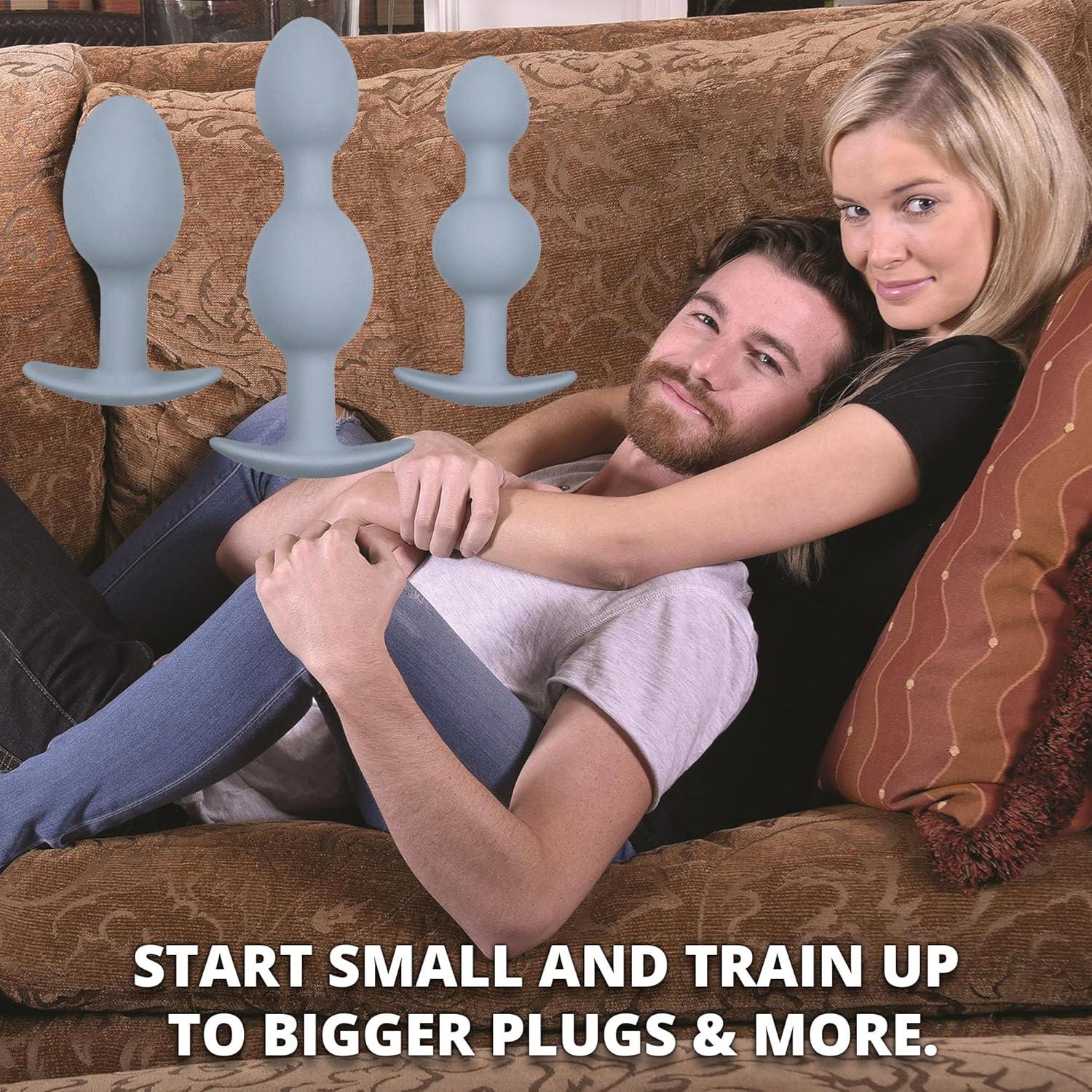 imageAdam ampamp Eve Vibra Ball Trio Weighted Anal Training Set Beaded Butt Plugs 3 Sizes for Beginners to Advanced Rolling Weights for Vibrating Sensation Silicone Waterproof Comfortable Body Safe