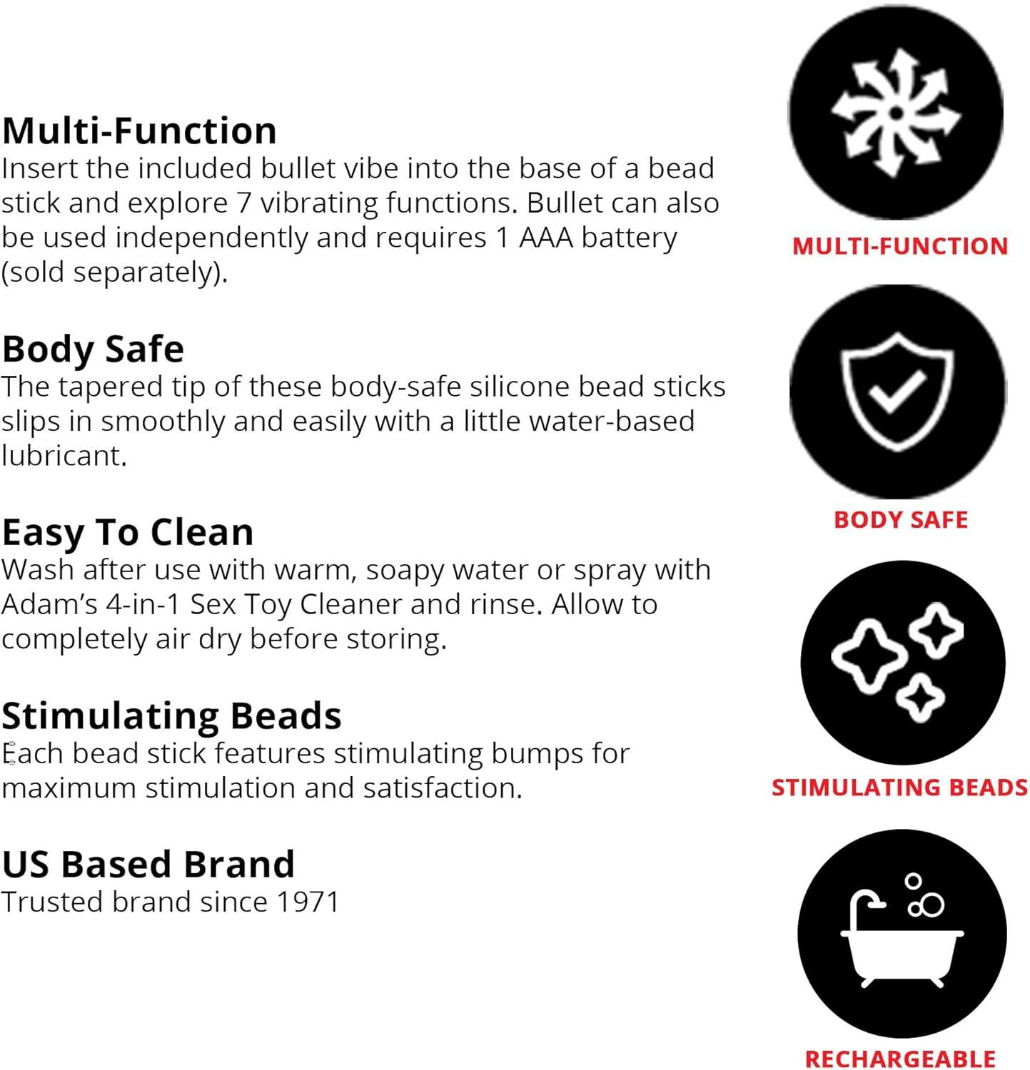 imageAdam ampamp Eve Vibrating Bumpy Bead Set 3 Piece Silicone Butt Plug Kit with Bullet Vibe Small Medium Large Anal Beads for Beginners and Advanced 7 Function Waterproof Anal Toy Adult Toys for Men Women