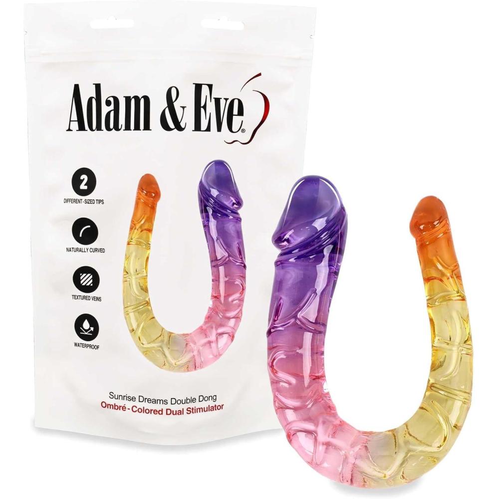 imageAdam ampamp Eve Sunrise Dreams Double Dildo Realistic Double Ended Dildo for Couples and Solo Play Flexible Curved Shaft with Veins Waterproof Anal Toys 11 Inch Adult Sex Toys ampamp Games