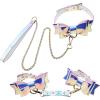 imageAdam ampamp Eve Fairy Bondage Set Iridescent Collar Cuffs Leash ampamp Connector 5 Piece Adjustable Bondage Gear for Couples Faux Leather Bow Tie Collar and Wrist Cuffs with Gold Details Soft and Stylish