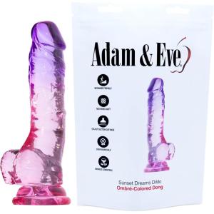Adam & Eve Pink Vibrator Dildo, Realistic Dildo, Thrusting Sex Toy For Women, Waterproof Jelly Texture, Battery Operated, Adjustable Speeds For Clitoral Anal G Spot Pleasure, Gift Compact And Discreet(Sunset Multicolor – 7.5″)