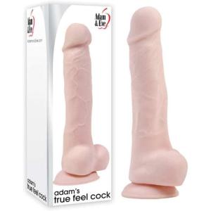 Adam & Eve True Feel Dildo, Big Realistic Penis with Suction Cup, Lifelike Dual Layered Soft Silicone, Waterproof, Easy to Clean, Adult Sex Toys for Women, Men Anal & Couples, 7.5 in, Flesh