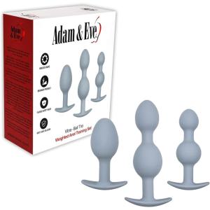 Adam & Eve Vibra Ball Trio Weighted Anal Training Set, Beaded Butt Plugs, 3 Sizes for Beginners to Advanced, Rolling Weights for Vibrating Sensation, Silicone, Waterproof, Comfortable, Body Safe