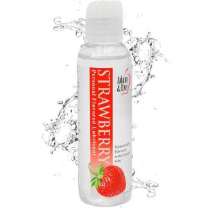 Adam & Eve Water Based Lube, Personal Lubricant, Long Lasting Non Sticky Non Staining Lube for Men, Gifts for Women and Couples, Lubricants for Privacy and Toys, Easy Clean Up, 8 oz (Unflavored)(Strawberry)