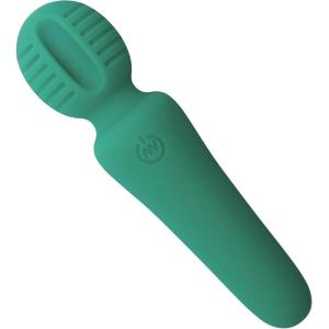 Adam and Eve Eve’s Petite Private Pleasure Silicone Rechargeable Wand, Couples Sex Toy, Waterproof Vibrator Massager, 10 Powerful Vibration Modes, Textured Ridges, 5.8 Inch, Green, Valentine’s Gift(Aqua)