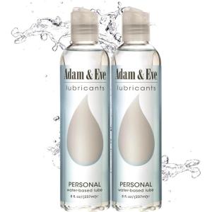 Adam and Eve Premium Water Based Lube, Personal Lubricants for Privacy and Toys, Thick Non Sticky Non Staining Long Lasting Formula for Men Women Couples, Ideal for Sex and Massage, 8 oz Bottle(8oz (Pack of 2))