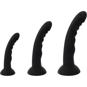 Adam and Eve Prostate Massager Training Set, 3 Piece Silicone Anal Trainer Kit for Men, Sizes Textured Prostate Massagers with Curved Tip and Strong Suction Base, Beginner to Expert Anal Sex Toys