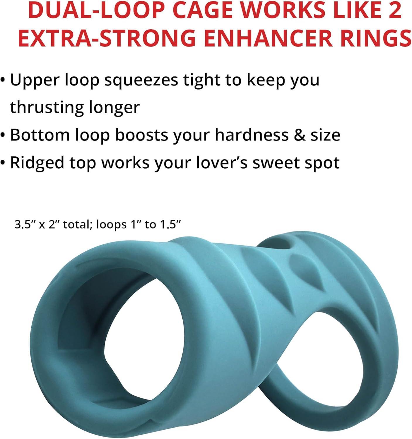 imageAdam ampamp Eve Adams Silicone Single Ring Cage Dual Loop Cock Ring for Men Boosts Hardness ampamp Endurance Enhances Partner Stimulation Stretchable Silicone Comfortable Fit Couples Bedroom Toy