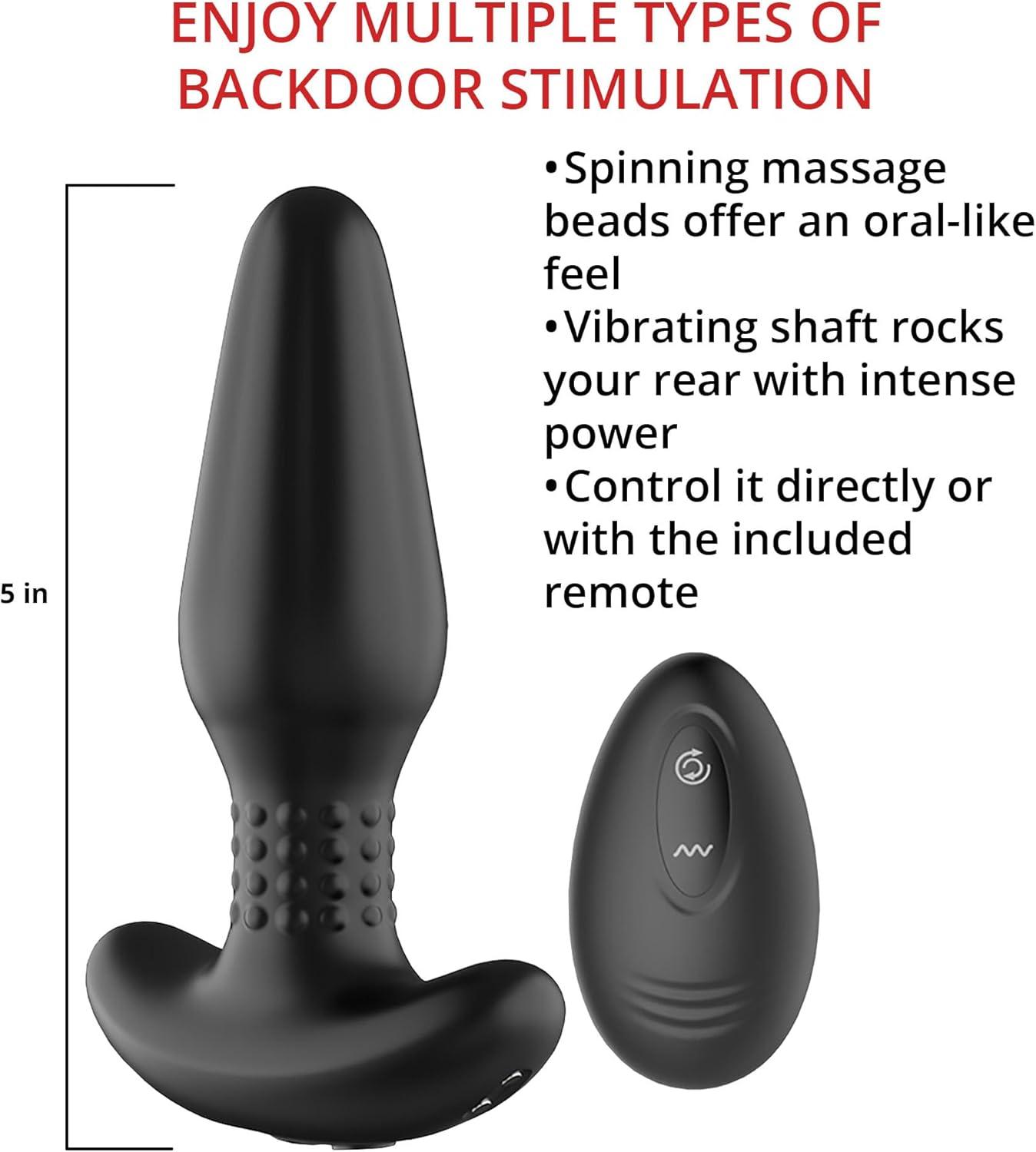 imageAdam ampamp Eve Carl Jr Remote Control Vibrating Rimming Anal Plug Spinning Beads for Oral Like Stimulation 10 Function Vibrating Butt Plug Waterproof Silicone USB Rechargeable Adult Toy for Men Women