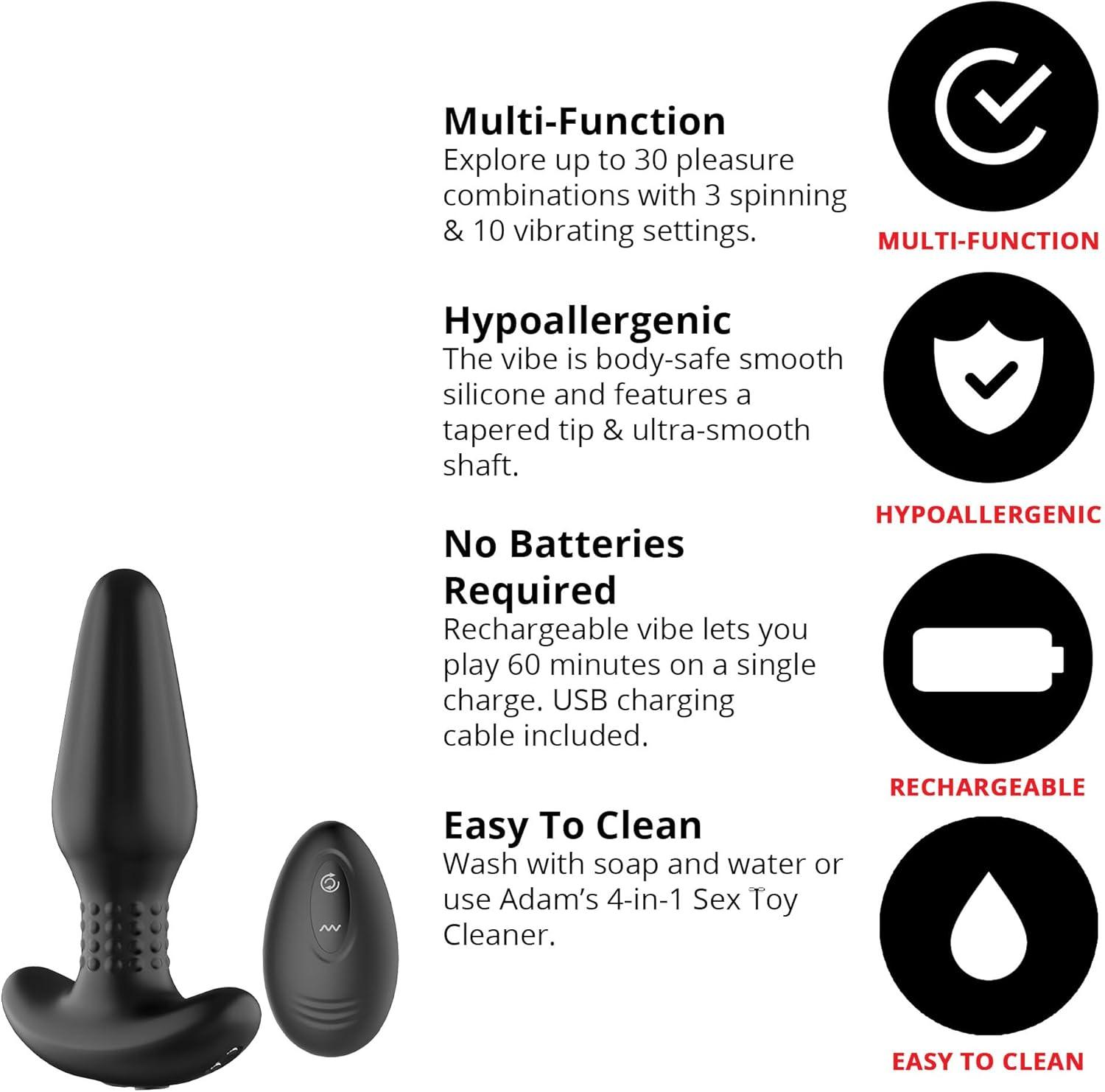 imageAdam ampamp Eve Carl Jr Remote Control Vibrating Rimming Anal Plug Spinning Beads for Oral Like Stimulation 10 Function Vibrating Butt Plug Waterproof Silicone USB Rechargeable Adult Toy for Men Women