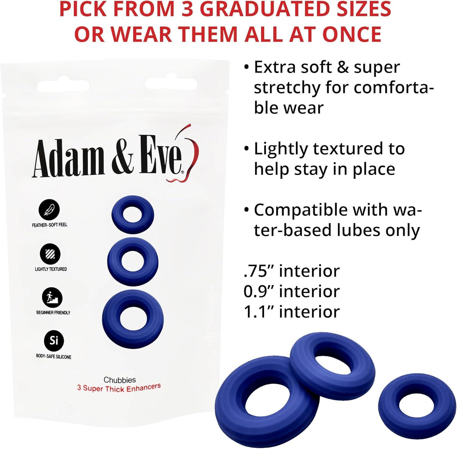 imageAdam ampamp Eve Chubbies 3 Super Thick Enhancers Extra Large Penis Rings Stretchy Silicone Erection Enhancer Boosts Hardness and Girth Comfortable Fit Non Rolling Waterproof Durable Easy Use