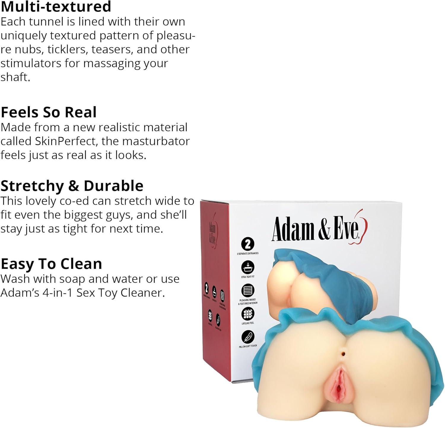 imageAdam ampamp Eve College Coed Backdoor Booty Ultra Realistic Male Masturbator with Soft SkinPerfect Material Dual Entry Vaginal and Anal Tunnels Tight Suction for Lifelike Sensation 5 lbs TPE