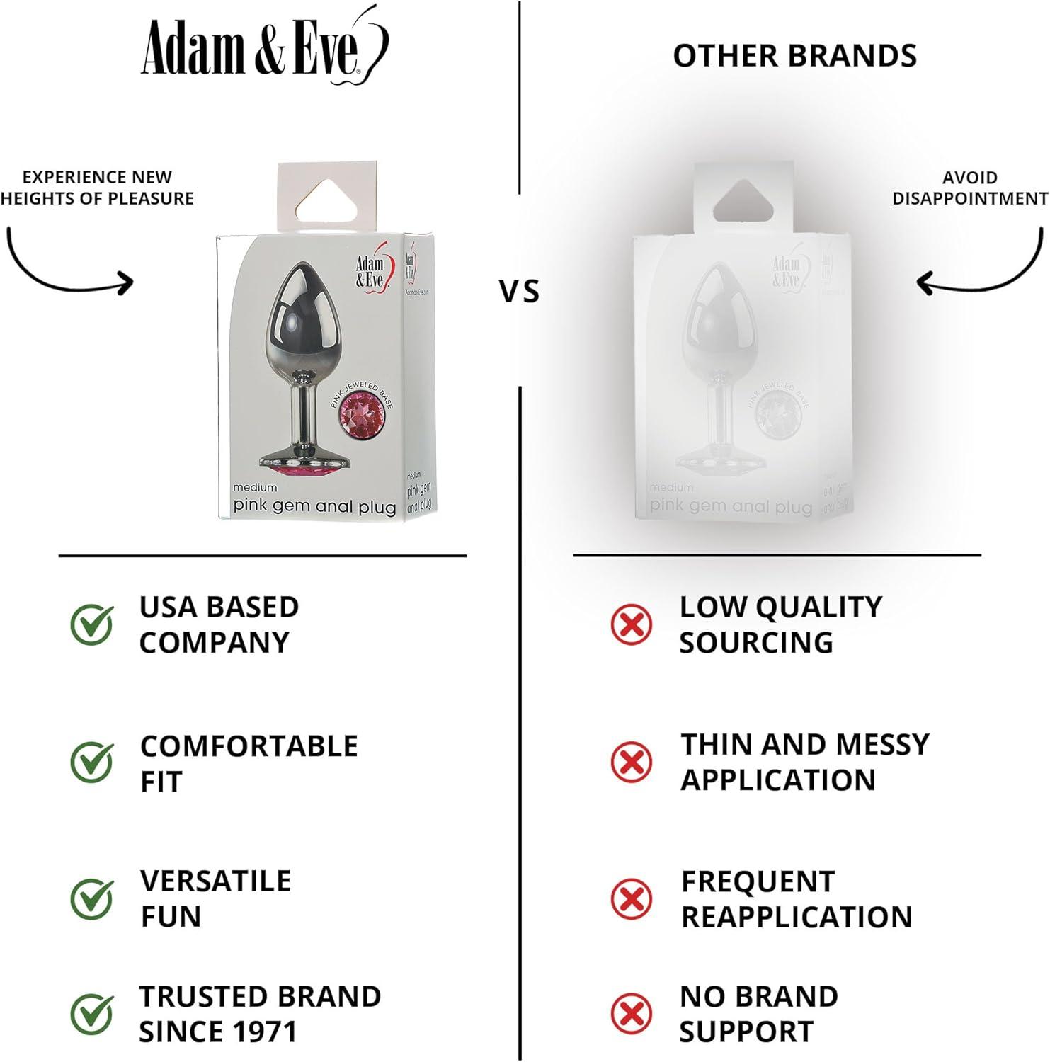 imageAdam ampamp Eve Gem Medium Anal Plug Metal Butt Plug for Women ampamp Men Tapered Trainer for Beginners ampamp Advanced Weighted Aluminum Plug for Temperature Play Safety Flared Base Includes Velvet Bag 325quot