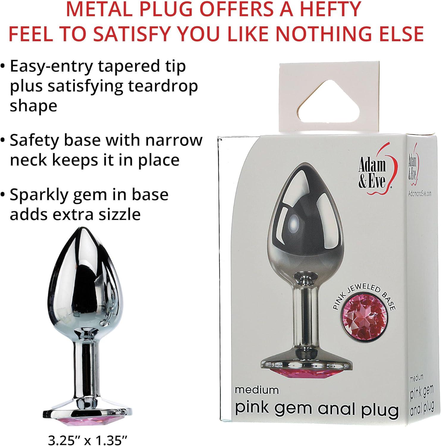 imageAdam ampamp Eve Gem Medium Anal Plug Metal Butt Plug for Women ampamp Men Tapered Trainer for Beginners ampamp Advanced Weighted Aluminum Plug for Temperature Play Safety Flared Base Includes Velvet Bag 325quot