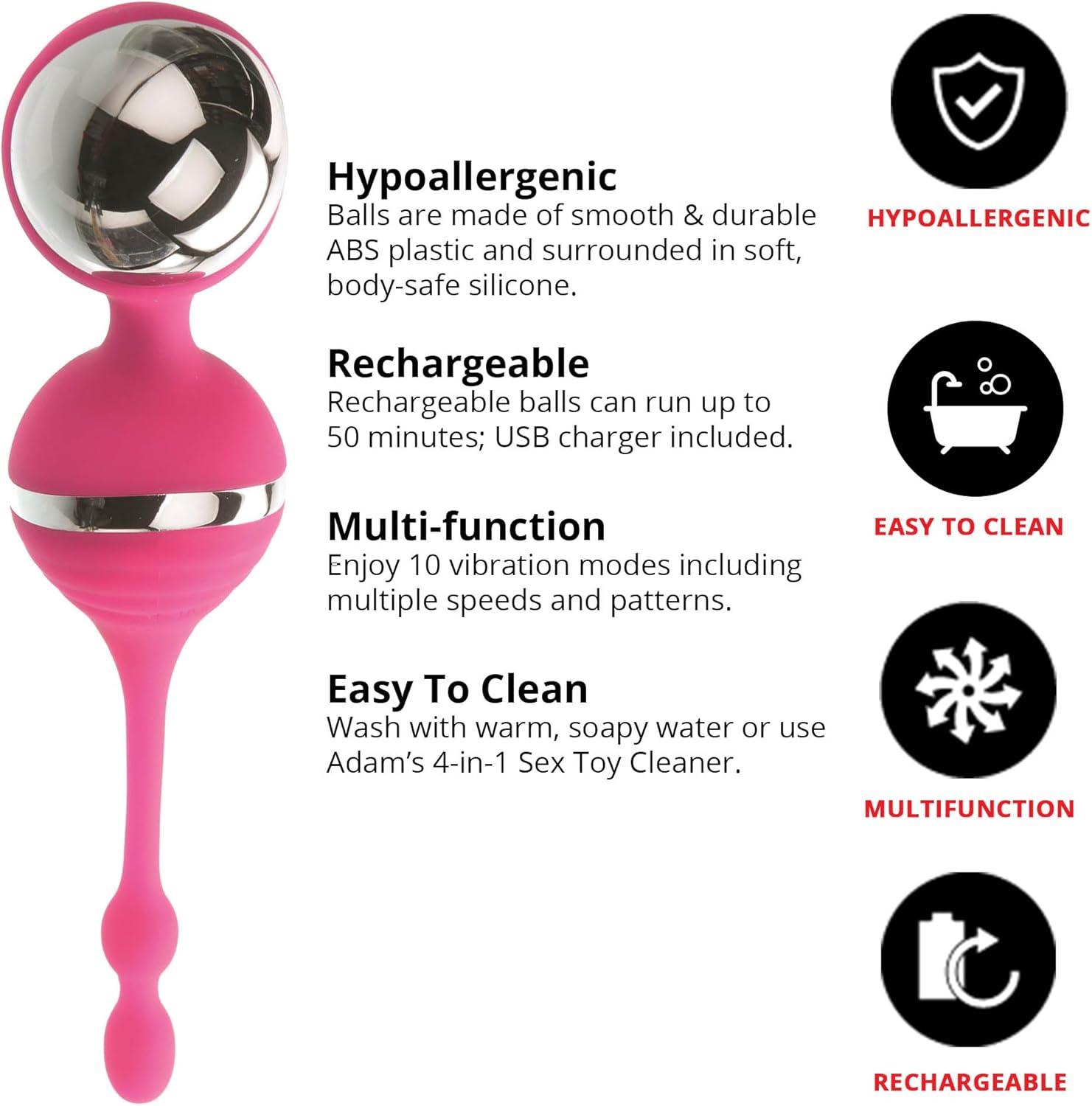 imageAdam ampamp Eve Rechargeable Vibrating Pleasure Balls for Kegel Exercise ampampStrengthening 10 Vibration Modes Waterproof Rechargeable Soft Silicone Powerful Vibration Intense Stimulation ampamp Discreet Fun