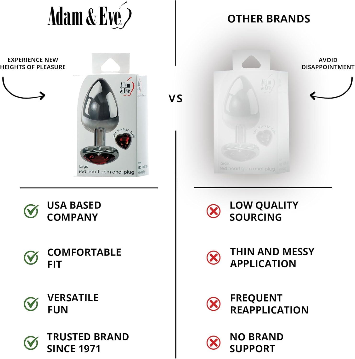 imageAdam ampamp Eve Red Hearts Gem Anal Plug Tapered Metal Butt Plug with Red Heart Gem Base Polished Aluminum Multiple Sizes Free Velvet Storage Bag for Discreet Storage Anal Toys for Beginners