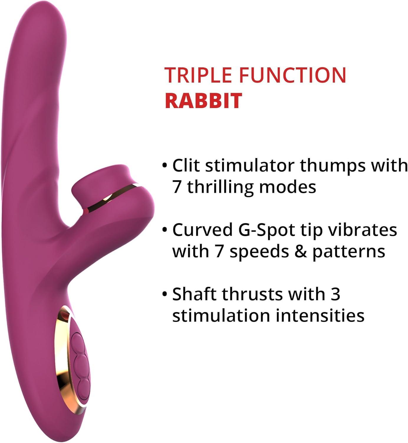imageAdam ampamp Eve Rose Gold Revolving Rabbit Dual Stimulating Thrusting Vibrator Clitoral Spinner G Spot Vibe 3 Speed Shaft 7 Mode Clit Stimulator Rechargeable Waterproof Silicone Adult Sex Toy