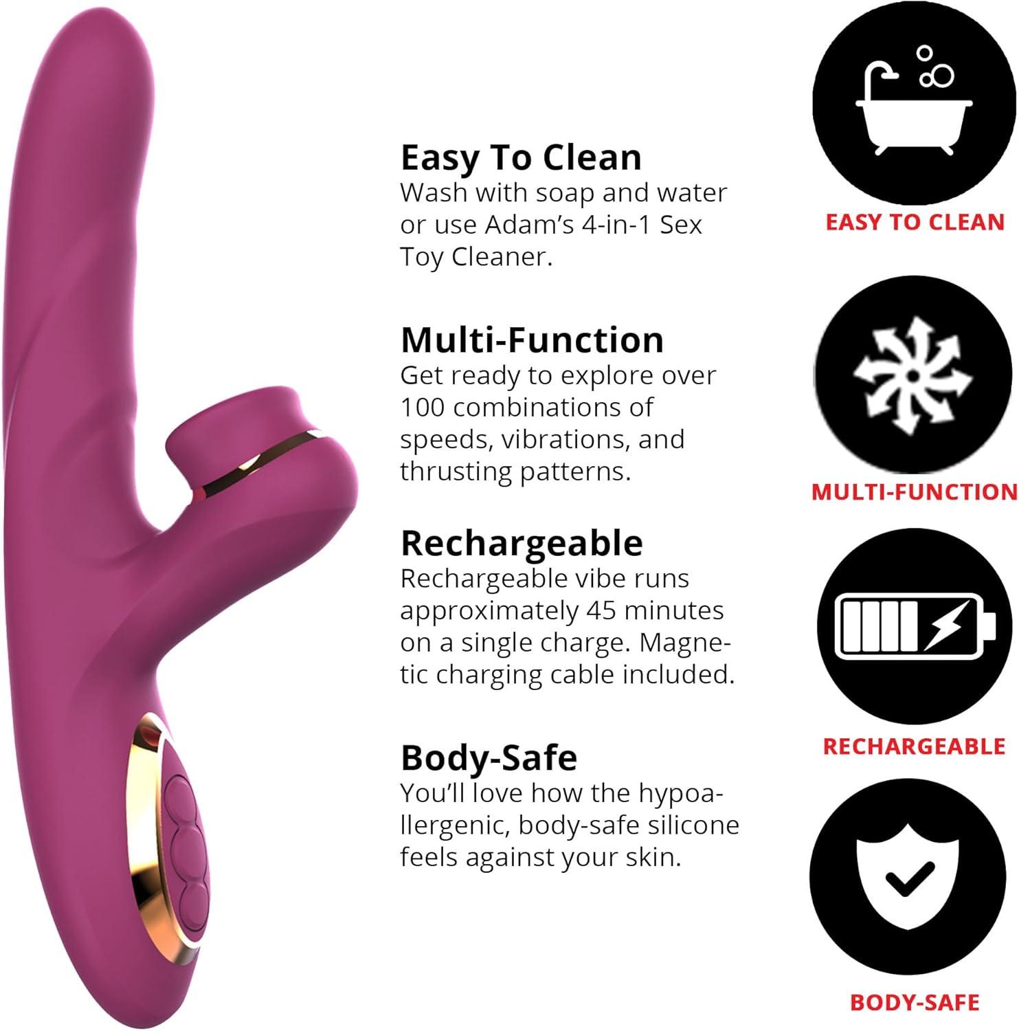 imageAdam ampamp Eve Rose Gold Revolving Rabbit Dual Stimulating Thrusting Vibrator Clitoral Spinner G Spot Vibe 3 Speed Shaft 7 Mode Clit Stimulator Rechargeable Waterproof Silicone Adult Sex Toy