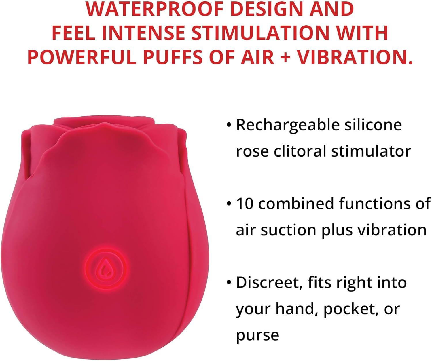imageEves Ravishing Suction Rose Rechargeable Silicone Pink Clitoral Stimulator with 10 Functions