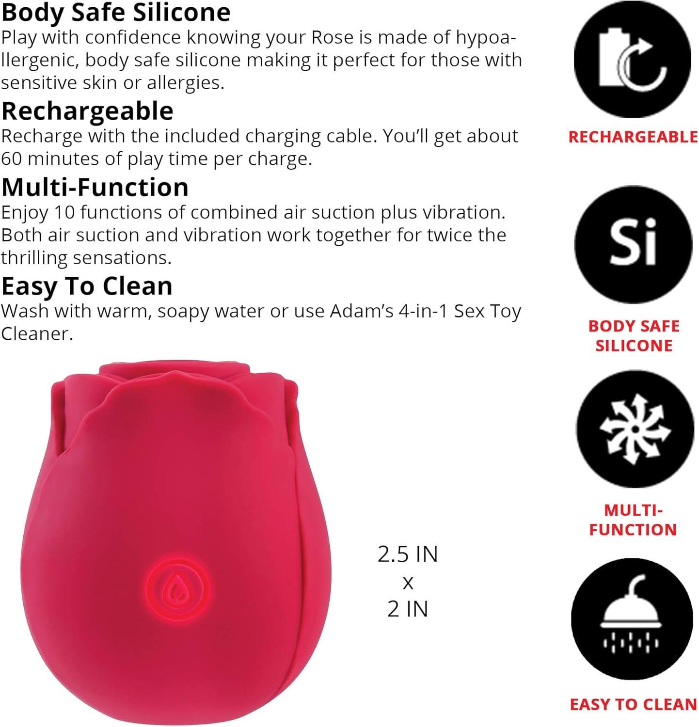 imageEves Ravishing Suction Rose Rechargeable Silicone Pink Clitoral Stimulator with 10 Functions