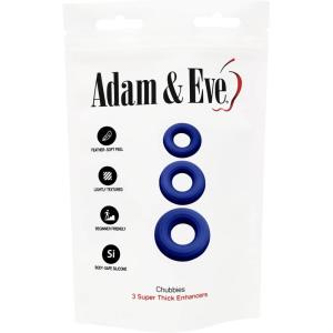 Adam & Eve Chubbies 3 Super Thick Enhancers, Extra Large Penis Rings, Stretchy Silicone, Erection Enhancer, Boosts Hardness and Girth, Comfortable Fit, Non Rolling, Waterproof, Durable, Easy Use