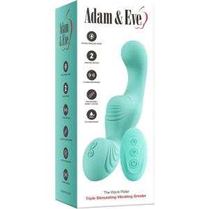 Adam & Eve Wave Rider Vibrating Grinder, Rumbly Contoured Silicone Vibrator with Dual Motors, Remote Control, Textured Grinding Surface, 9 Modes, Waterproof, Rechargeable, for Intense Pleasure
