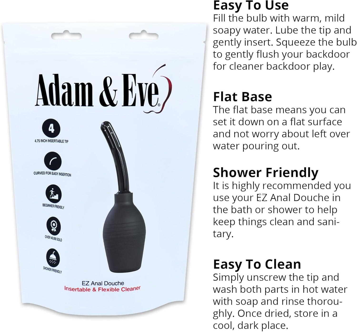 imageAdam amp Eve EZ Anal Douche Easy to Use Cleaning Bulb with Flexible Tip Large Capacity for Deep Cleansing Stable Flat Base Body Safe and Reusable Compatible with Water Based and Silicone Lubes