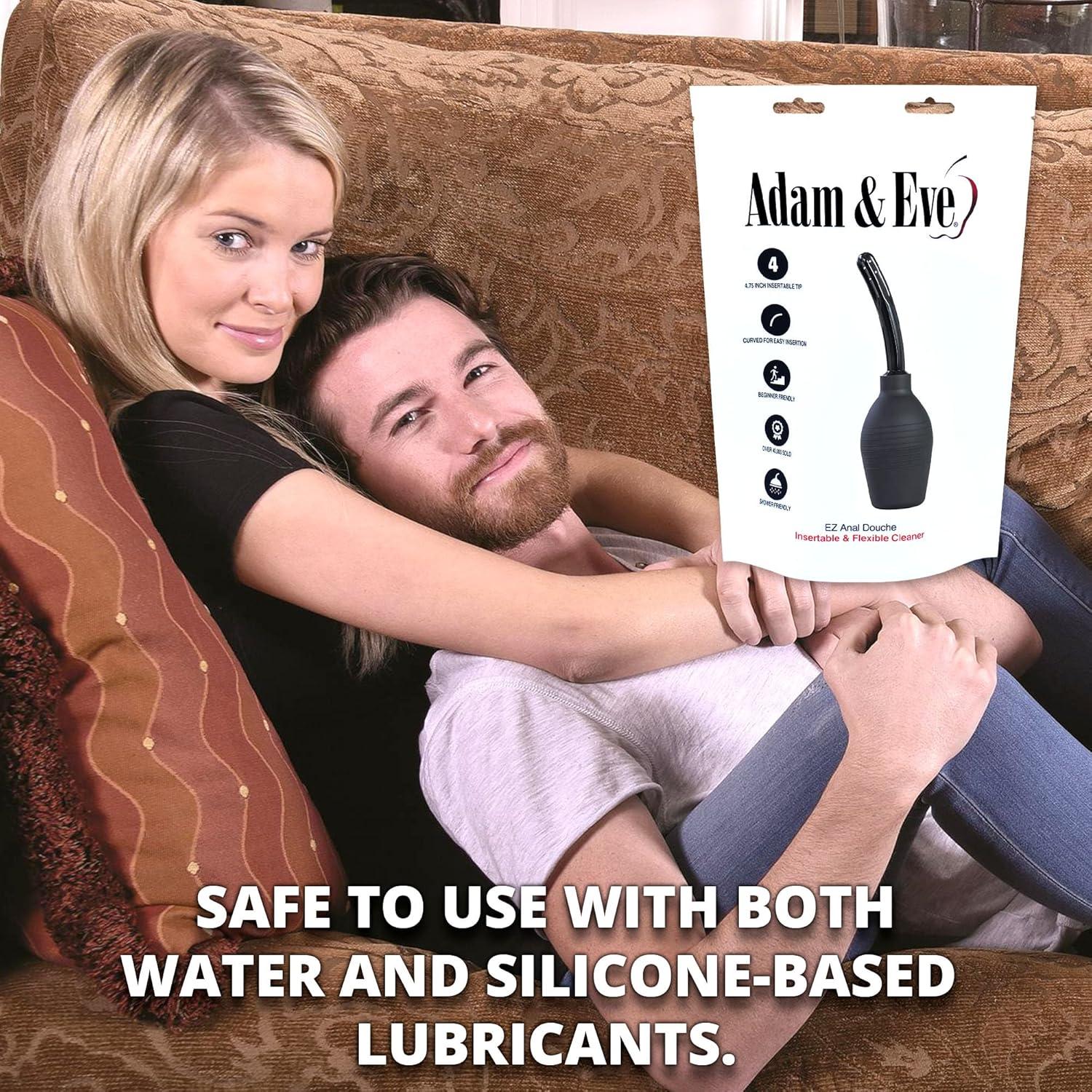imageAdam amp Eve EZ Anal Douche Easy to Use Cleaning Bulb with Flexible Tip Large Capacity for Deep Cleansing Stable Flat Base Body Safe and Reusable Compatible with Water Based and Silicone Lubes