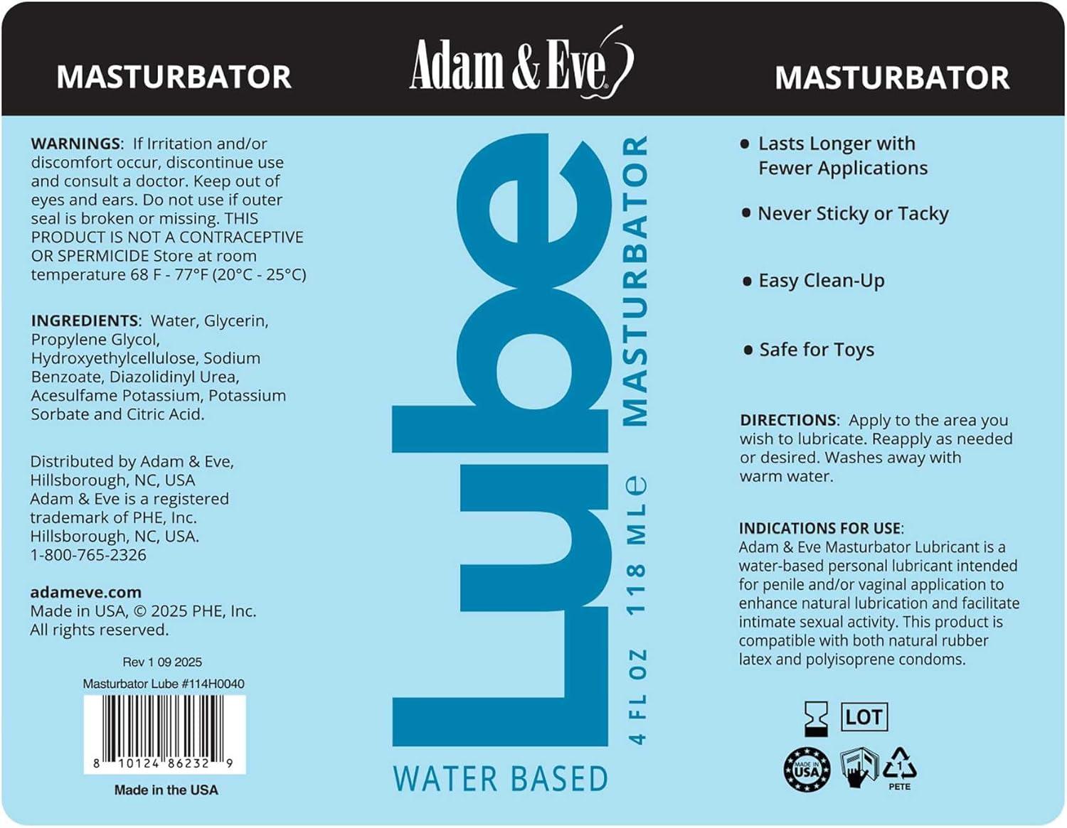 imageAdam amp Eve Masturbator Lube Ultra Slippery Water Based Personal Lubricant for Men Long Lasting Lube for Strokers and Solo Play Safe for All Sex Toy Materials Easy to Clean Smooth and Non Sticky