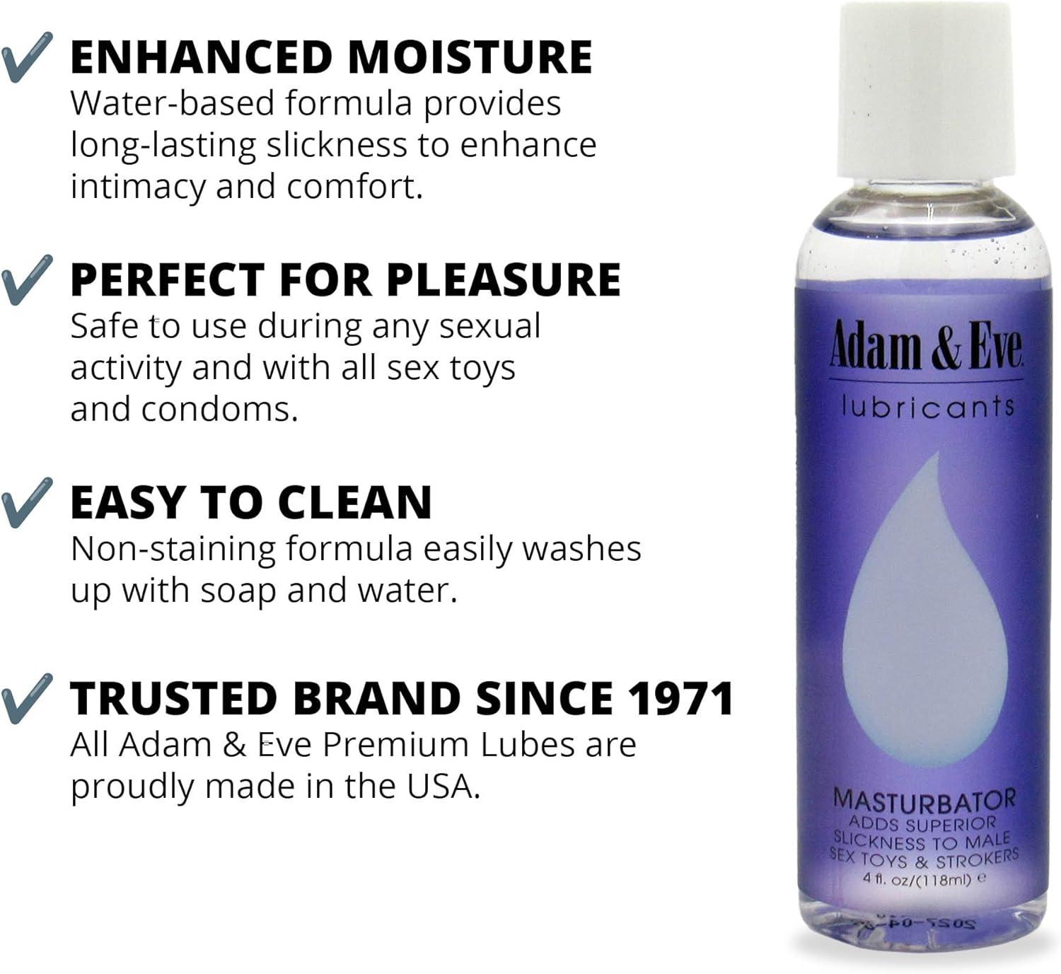 imageAdam amp Eve Masturbator Lube Ultra Slippery Water Based Personal Lubricant for Men Long Lasting Lube for Strokers and Solo Play Safe for All Sex Toy Materials Easy to Clean Smooth and Non Sticky