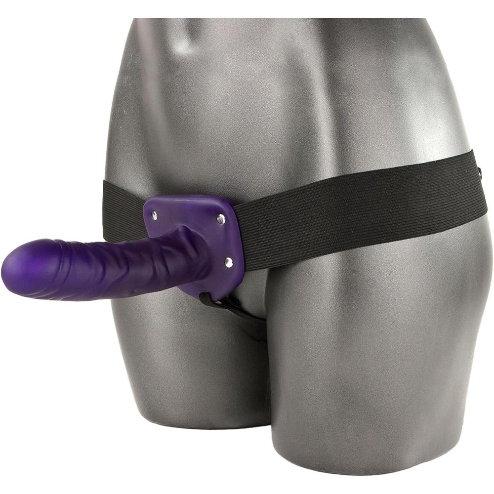 imageAdam amp Eve Hollow Strap On Dildo Adjustable Wearable Harness with Penis Sleeve to Enlarge Strap On Realistic Cock Extender for Pegging Adult Sex Toys for Men Women amp Couples 6 in Purple