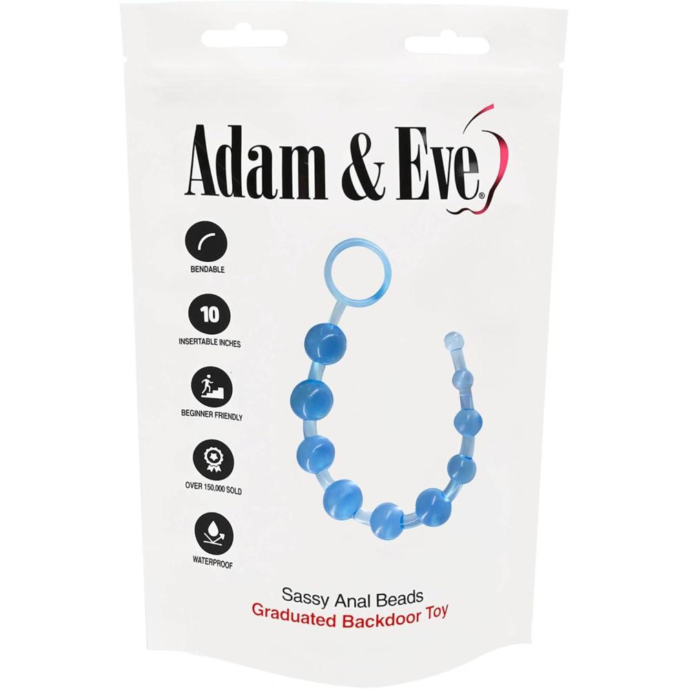 imageAdam amp Eve Sassy Anal Beads Graduated Beads for Beginners amp Experts Flexible String Firm Beads for Easy Insertion Pull Ring for Safe Removal Anal Toy Water amp Silicone Lube Compatible 12 Inch