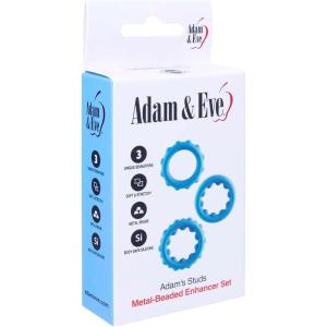 Adam and Eve Adams Cock Ring, Set of 3 Studs Beaded Enhancers, Stretchy Silicone Cock Rings with Inner Metal Beads, Supportive Rings for Size Stamina and Pleasure, Reusable Penis Rings, Male Sex Toys