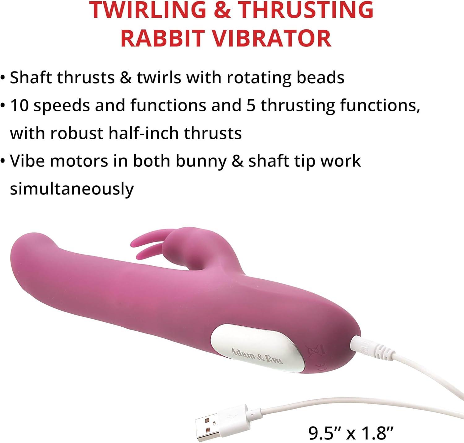 imageAdam amp Eve Eves Twirling 10 Speed Rabbit Thruster Vibrator Clitoral Stimulating Personal Dildo Adult Sex Toy for Women amp Couples Clit amp G Spot Vibrating Massage Tools Date Night 95 Purple