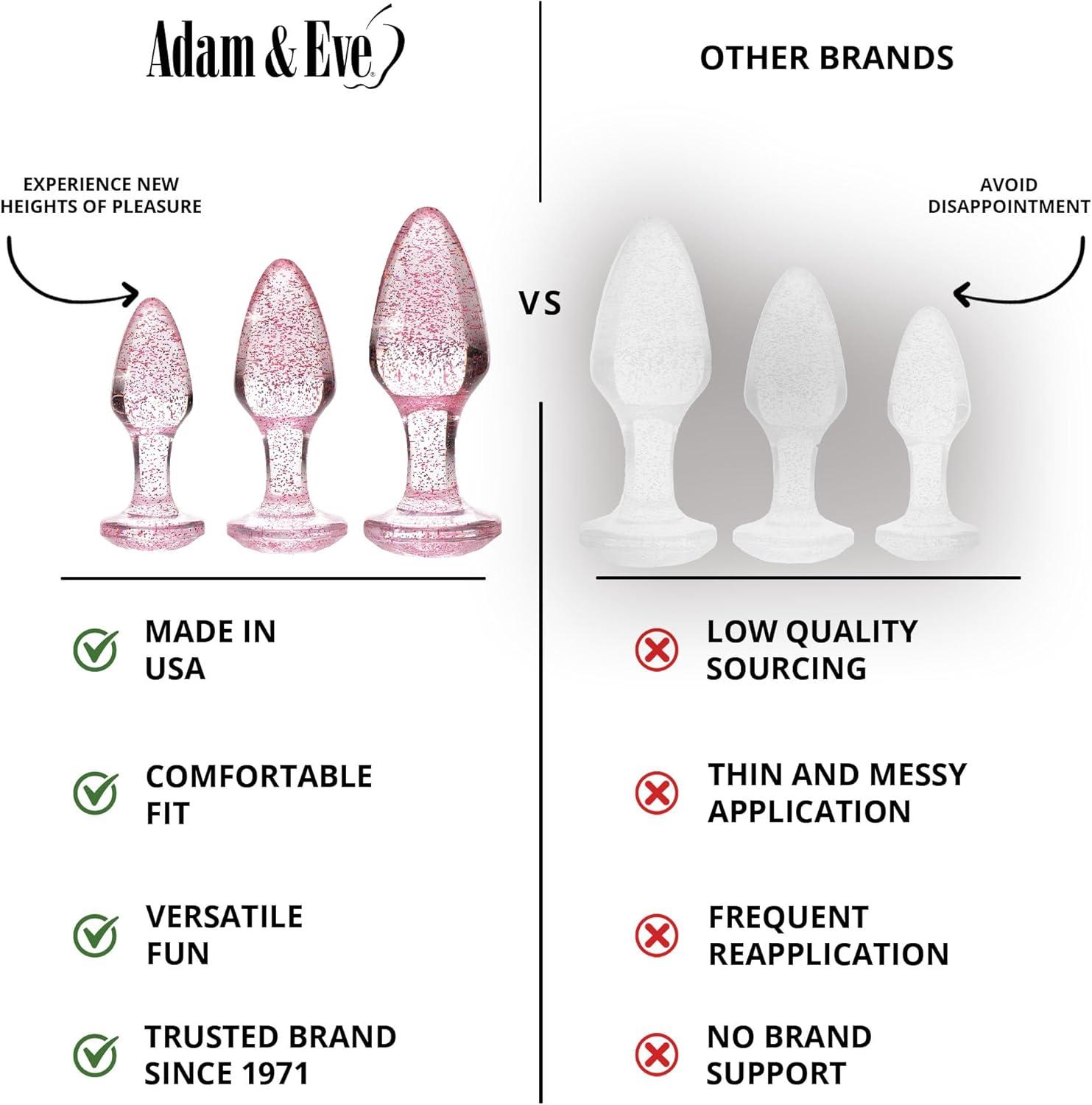 imageAdam amp Eve Glitter Gem Butt Plug Set 3 Piece Acrylic Anal Trainer Kit Small Medium Large Plugs for Beginners amp Advanced Lightweight with Sparkling Gem Base Body Safe Waterproof Easy Clean Pink