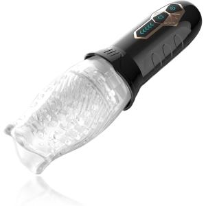 Adam’s Gawk Gawk Rotating & Vibrating Masturbator 10 Vibration Modes 5 Spinning Settings TPE Sleeve with Stimulating Textures Rechargeable Male Masturbator for Shaft Stimulation and Ultimate Pleasure