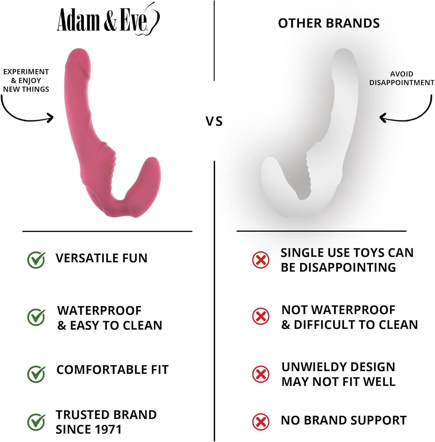 imageAdam amp Eve Eve Vibrating Strapless Strap On Dildo 9 Vibration Modes Adult Toy Anti Slip Silicone Insertable Double Ended Vibrating Sex Toy for Women amp Lesbian Couples Anal Strapon Dildo 5 Pink