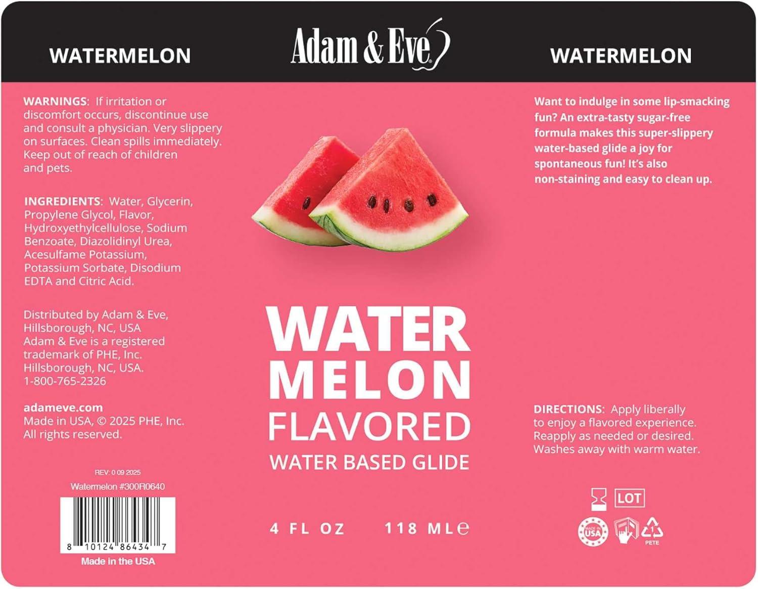 imageAdam amp Eve Water Based Lube Personal Lubricant Long Lasting Non Sticky Non Staining Lube for Men Gifts for Women and Couples Lubricants for Privacy and Toys Easy Clean Up 4 oz Watermelon