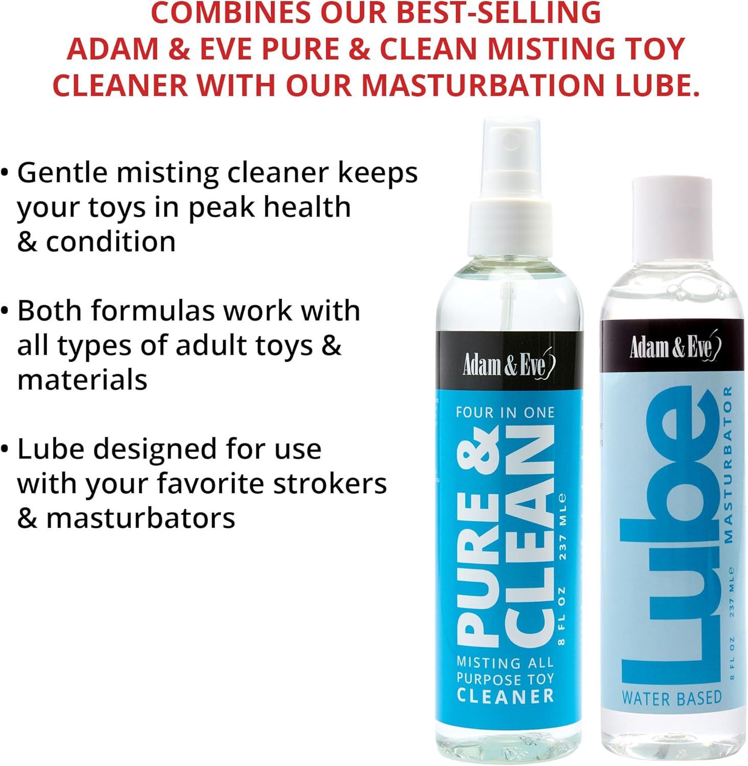 imageAdam amp Eve Masturbation Lube amp Toy Cleaner Kit WaterBased Personal Lubricant with Gentle Toy Cleaning Spray BodySafe NonSticky Easy Rinse Compatible with All Toys Intimate Care Set