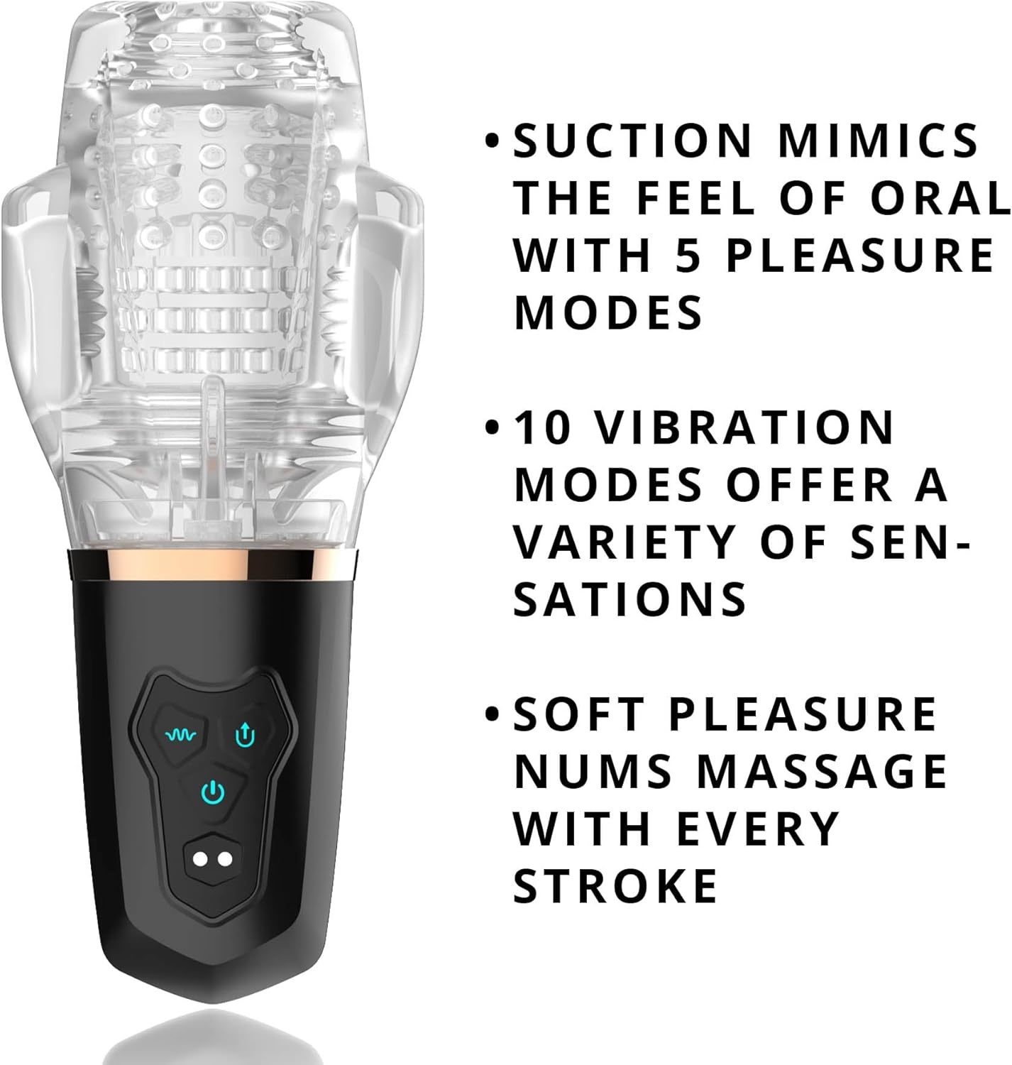 image:imageAdam amp Eve Adams Gawk 20 Sucking Vibrating Sleeve Rechargeable Masturbator with Dual Bullet Vibrators 10 Vibration Modes 5 Suction Settings and Pleasure Nubs for Ultimate Stimulation