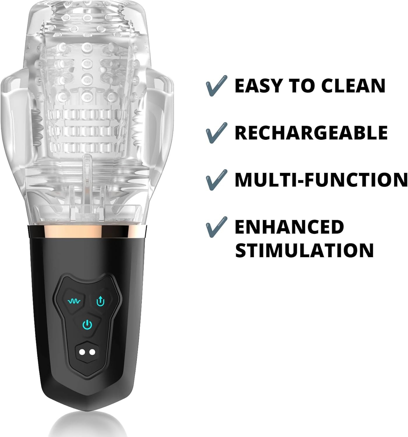 image:imageAdam amp Eve Adams Gawk 20 Sucking Vibrating Sleeve Rechargeable Masturbator with Dual Bullet Vibrators 10 Vibration Modes 5 Suction Settings and Pleasure Nubs for Ultimate Stimulation