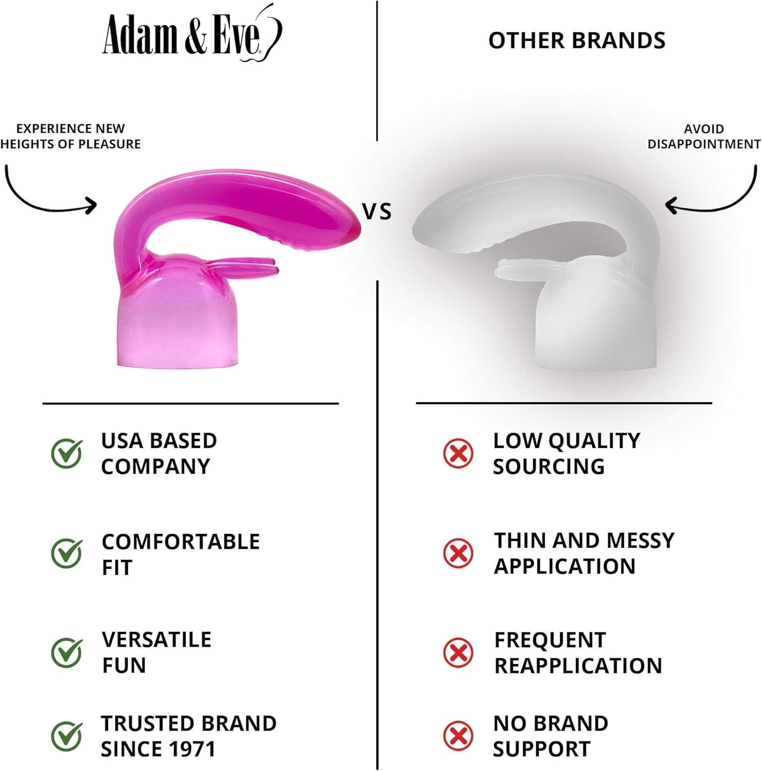 image:imageAdam amp Eve Magic Rabbit Wand Attachment for Vibrating Massagers Dual Action Stimulation with Thick Shaft Ribbed Tip amp Bunny Ears for Internal amp External Pleasure Compatible Magic Wand